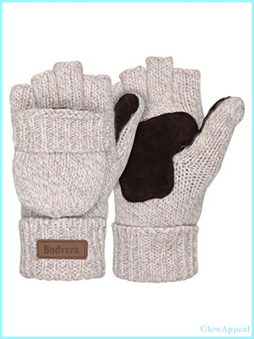 Convertible Wool Blend Fingerless Texting Gloves with Mitten Flap